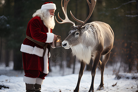 圣诞老人鹿圣诞老人与鹿背景