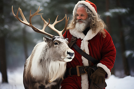 奇幻圣诞老人与驯鹿图片