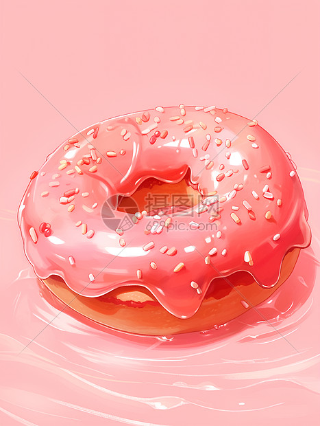 精致可口的草莓糖霜甜甜圈图片