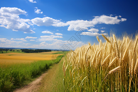 户外田地中的小麦背景图片