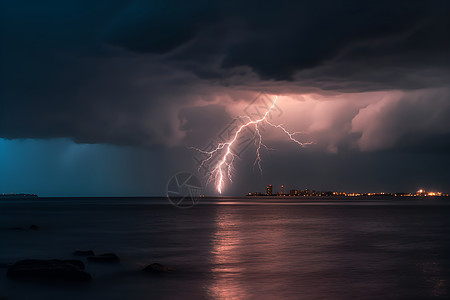 暴风雨天气暴风雨的夜晚高清图片