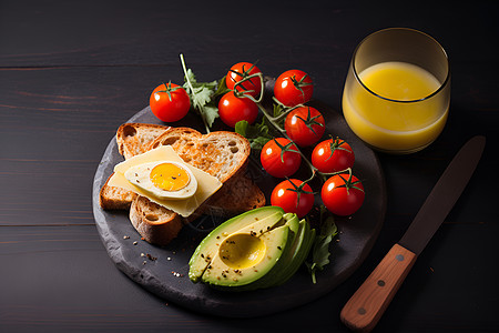 美味健康的早餐拼盘图片