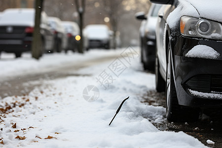 下雪天的城市道路图片