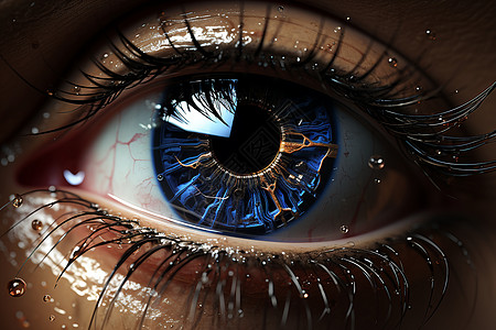 蓝色的机械眼球背景图片
