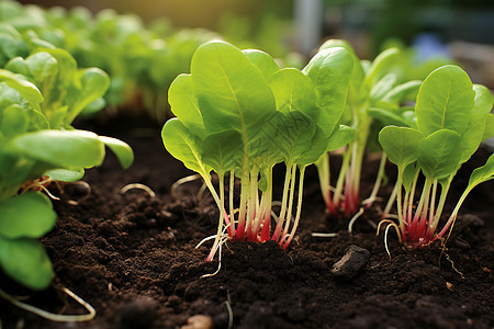 农场温室中生长的蔬菜幼苗图片