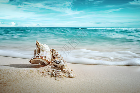 沙滩和海螺图片