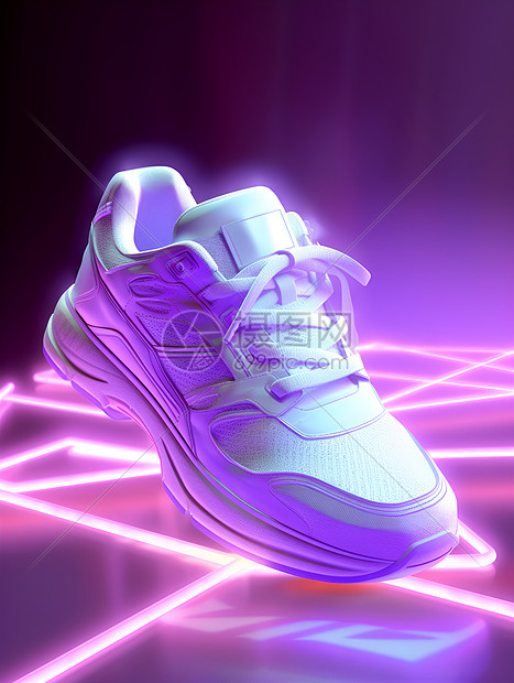 紫光下的跑鞋图片