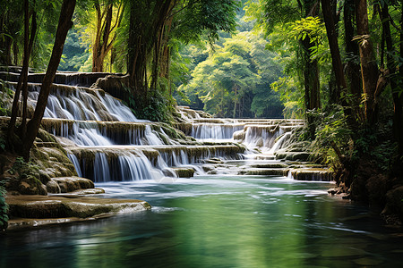 林间激流图片