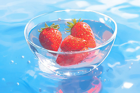 玻璃碗中的草莓图片
