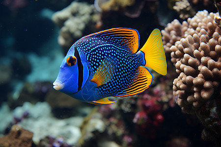 珊瑚礁中游动的热带鱼图片
