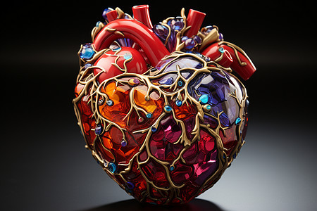 宝石心脏雕塑图片