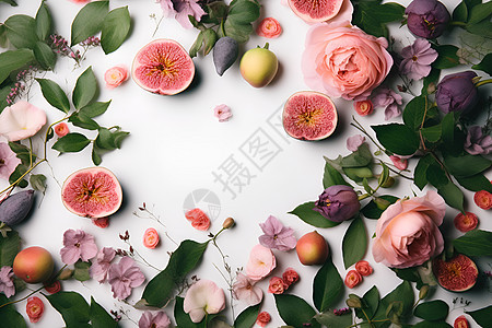 花与水果背景图片