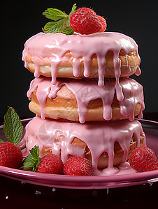 诱人口感草莓糖霜甜甜圈图片