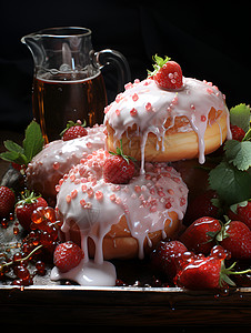 草莓味甜甜圈甜蜜的诱惑背景