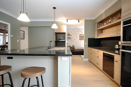 豪华现代家居中的厨房背景图片