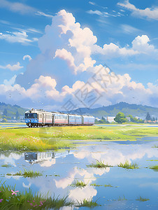 春之旅中的火车图片