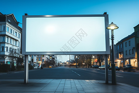 城市街头的空白广告牌图片