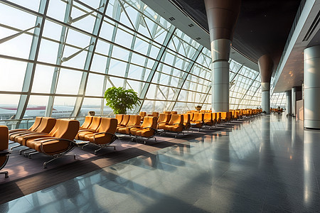 现代机场的候机室背景图片