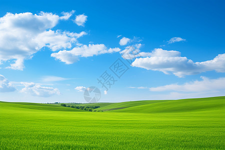 绿草如茵的山谷草原景观图片