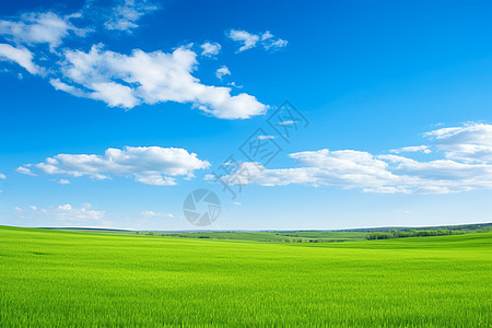 田野背景青翠田野与蓝天白云背景