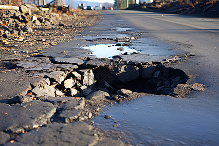 破坏的道路道路裂缝高清图片