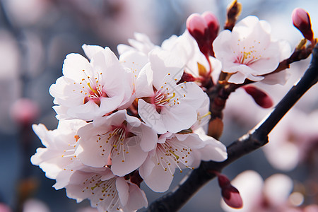 春季花园中绽放的樱花花朵图片