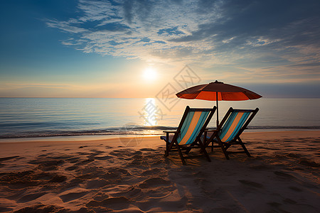 夏日海边的浪漫景色背景图片