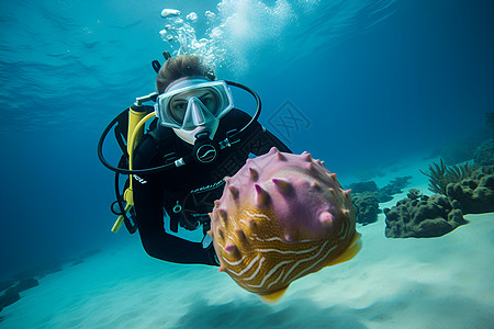 海底的潜水者图片