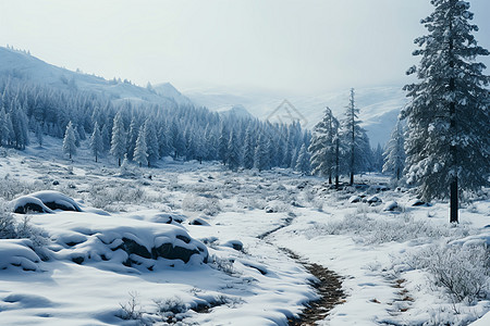 美丽的白雪仙境景观高清图片