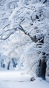 新雪构挂满枝头背景图片