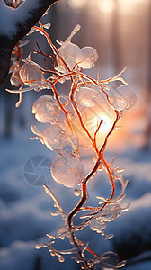 树枝上蓄满冰霜图片