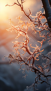 树枝上冰冷的霜冻图片