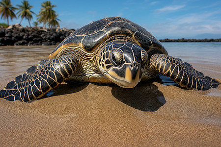 夏季海滩上的海龟图片