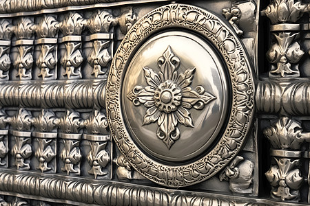 金属花纹金属风格的大门装饰背景