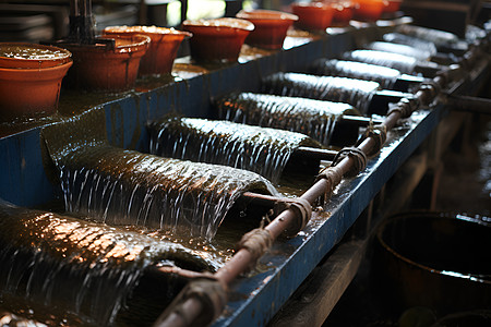 橡胶原料工厂流水线上的橡胶背景