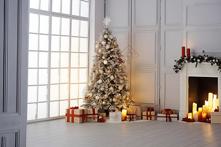 圣诞树与炉图片