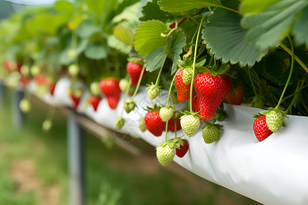 架子上栽培的草莓图片