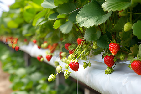 种植在温室里的草莓图片