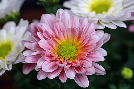 菊花枸杞茶一束盛开的鲜花背景