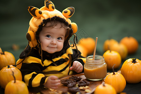 装扮成小蜜蜂的孩子图片