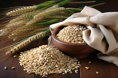 丰收的谷物小麦背景图片