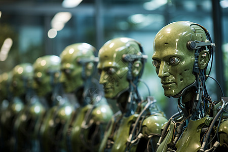 绿色外观的机器人背景图片