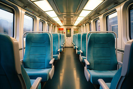 车厢中蓝色座椅背景图片