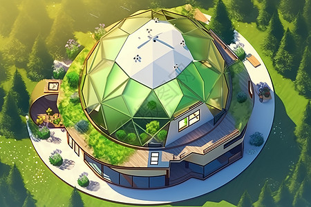 几何圆顶房屋背景图片