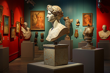 博物馆中的雕塑图片