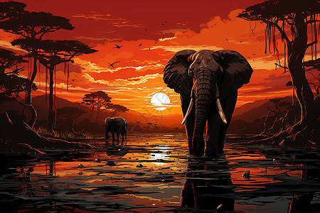 野生大象背景图片
