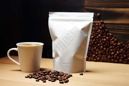 袋装咖啡豆塑料袋装的咖啡背景