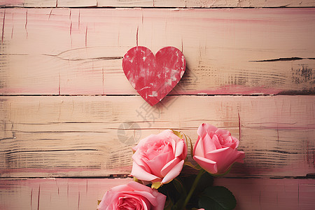 木板上的玫瑰背景图片