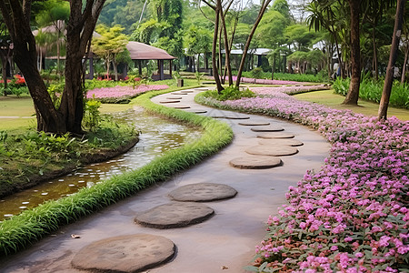 花园里的小路背景图片