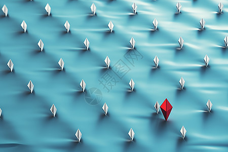 领航的红色纸船背景图片